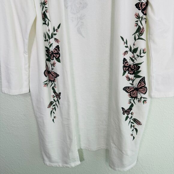 Wildfox Cardigan Womens Extra Large Bride Butterfly Floral Long Sweater White XL - Picture 5 of 13